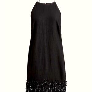 J. Crew Black Sleeveless Dress Beaded Detail